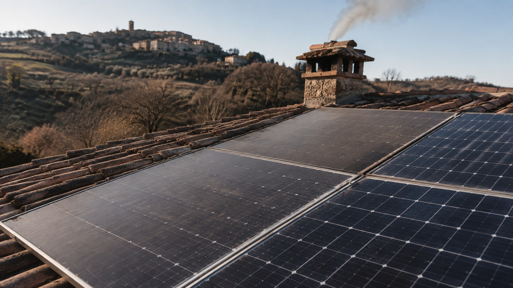 Fuliggine del camino sui pannelli fotovoltaici