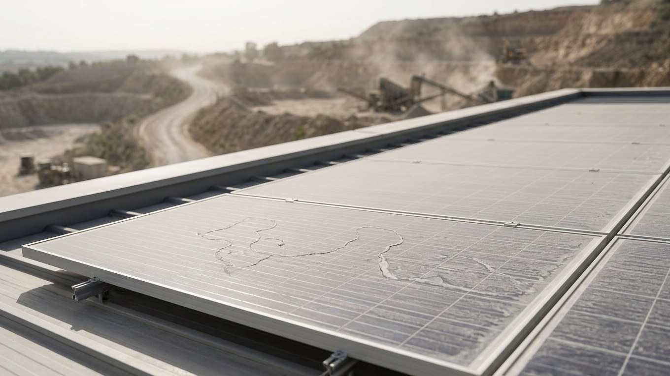 Polveri di cantiere e di cava sui pannelli fotovoltaici